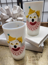 Load image into Gallery viewer, MCM Hazel Atlas Milk Glass Clown Tumbler (set of 2)
