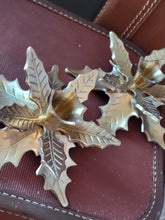 Load image into Gallery viewer, Vintage Brass Poinsettia Candle Holders (set of 2)