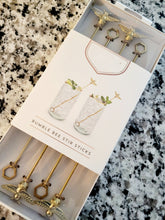 Load image into Gallery viewer, Gold Bumble Bee Drink Stir Sticks (4)