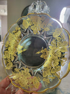 Vintage Silver City Crystal w 22K Gold Floral 3-Piece Set