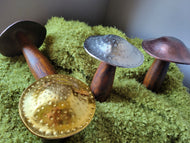 Metal and Wood Mushroom Accent Decor, 3 colors:  Gold, Bronze and Silver
