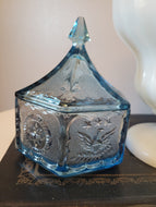 Vintage Blue Indiana Glass Tiara Candy Dish
