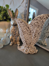 Load image into Gallery viewer, MCM Royal Haeger Lava. Double Leaf V-shape Vase. White pebble glaze on Brown Pottery.
