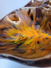 Load image into Gallery viewer, Vintage Retro Design Split Dish w Brown/Orange Drip Glaze
