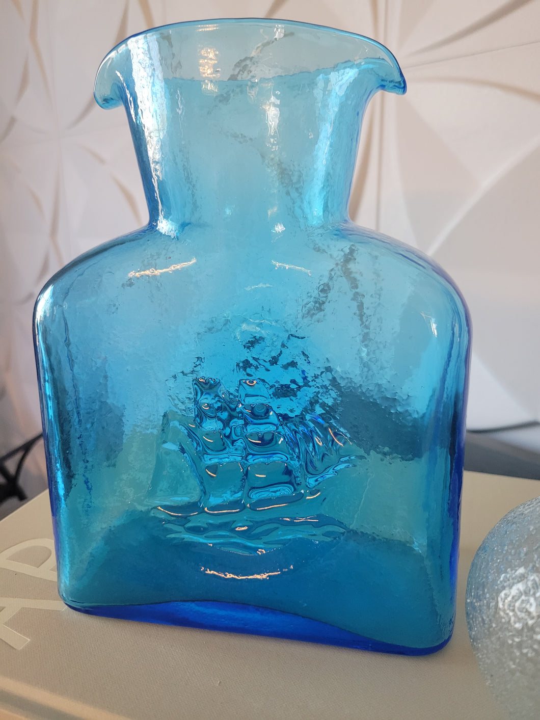 Vintage Ice Blue Kanawha Double Spouted Water Pitcher