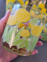 Load image into Gallery viewer, RARE FIND: Vintage Georges Briard Yellow Chrysanthemum Rocks/Lowball Glasses (set of 4)
