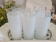 Vintage Libbey Frosted White Tom Collins/Highball Glasses. Mad Men, Retro, MCM Barware (set of 6)