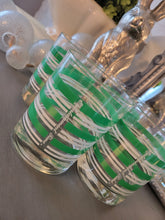 Load image into Gallery viewer, Vintage Entertainment Time Green/White Double Old Fashioned Glass Set of 4
