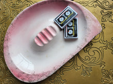 Load image into Gallery viewer, MCM Soft Pink, Gold Speckled Trinket Tray, Decor Accent.  Shabby Chic, Vintage, Granny Chic
