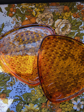 Load image into Gallery viewer, Vintage Amber Triangle, Daisys and Buttons Snack Plates (8)
