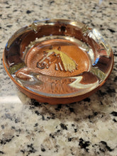 Load image into Gallery viewer, Bamco Libbey Glass Tooled Leather Ashtray Horse Motif Western Theme
