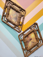 Vintage Homeco Faux Wicker Diamond Wall Hangings, set of 2