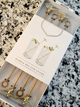 Load image into Gallery viewer, Gold Bumble Bee Drink Stir Sticks (4)
