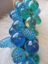 Load image into Gallery viewer, Rare Mid Century Vintage Blue and Aqua Lucite Grape &amp; Berry Cluster on Driftwood Branch
