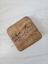 Load image into Gallery viewer, Natural Wood Square Coaster Set with Beaded Trim (pack of 4)
