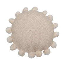 Load image into Gallery viewer, Cream Pom-Pom Round Pillow, 16 inch
